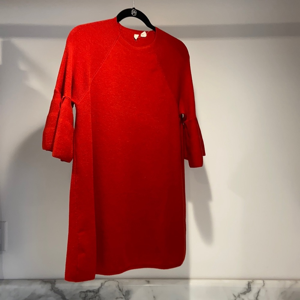 Anthro Bell Sleeve Red Dress